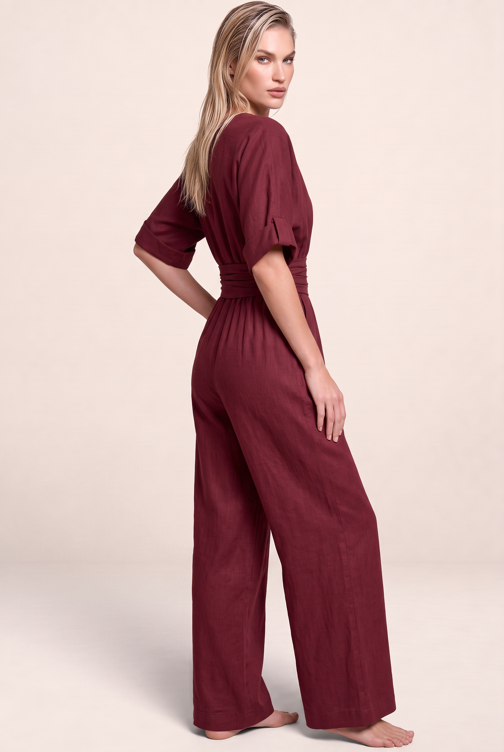 Combinaison Pantalon Large Col V Femme Mélissa