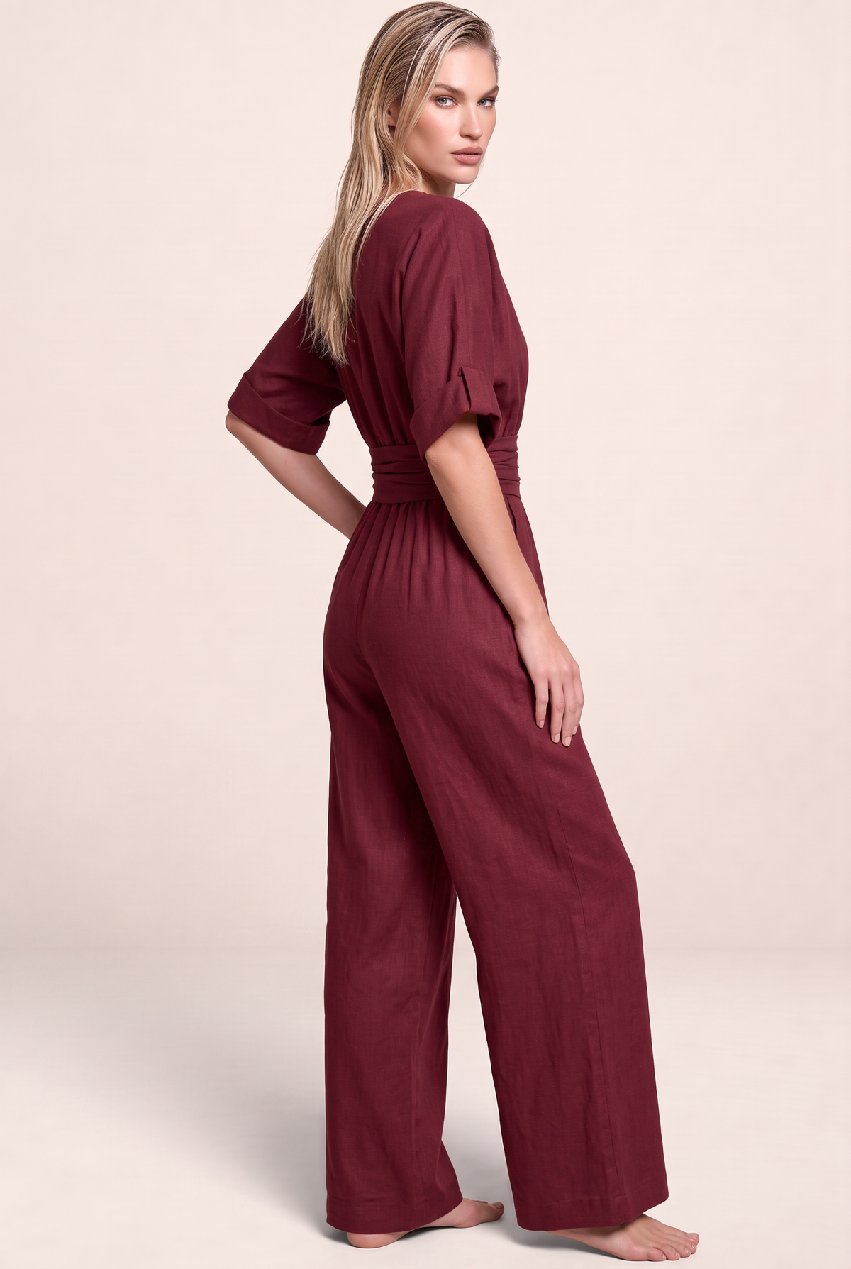 Combinaison Pantalon Large Col V Femme Mélissa