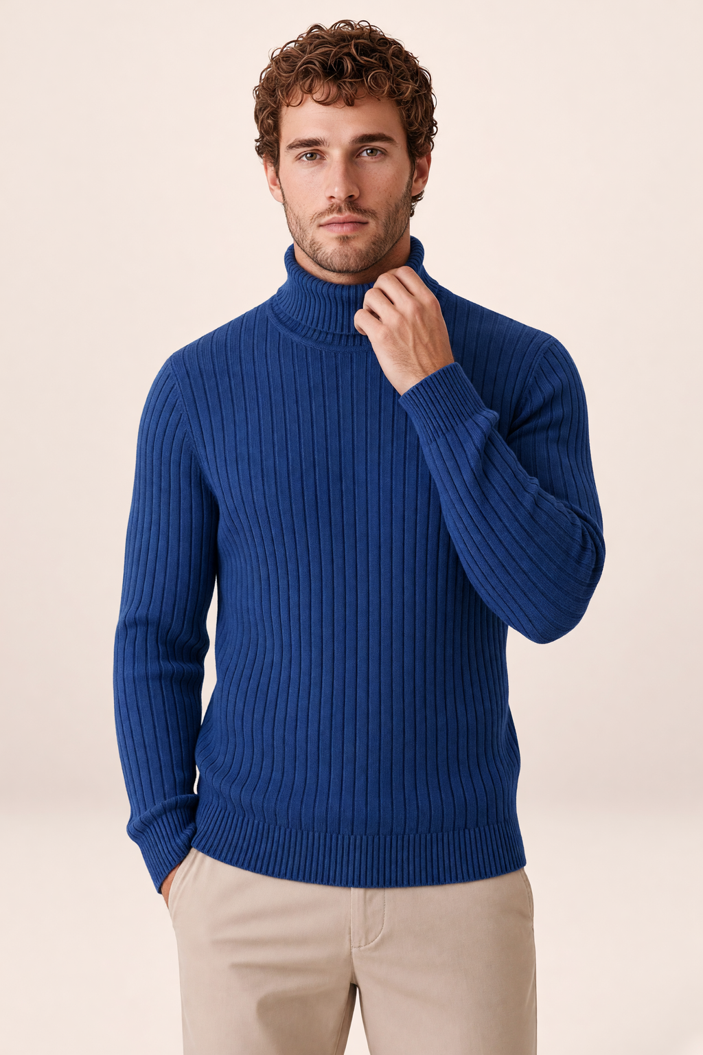 Pull Col Roulé Côtelé Homme Olivier