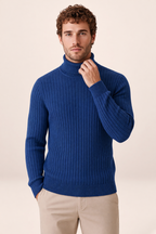 Pull Col Roulé Côtelé Homme Olivier