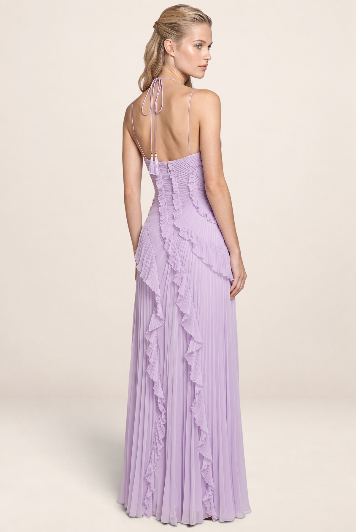 Robe Longue Plissée Dos Nu Femme Fabienne