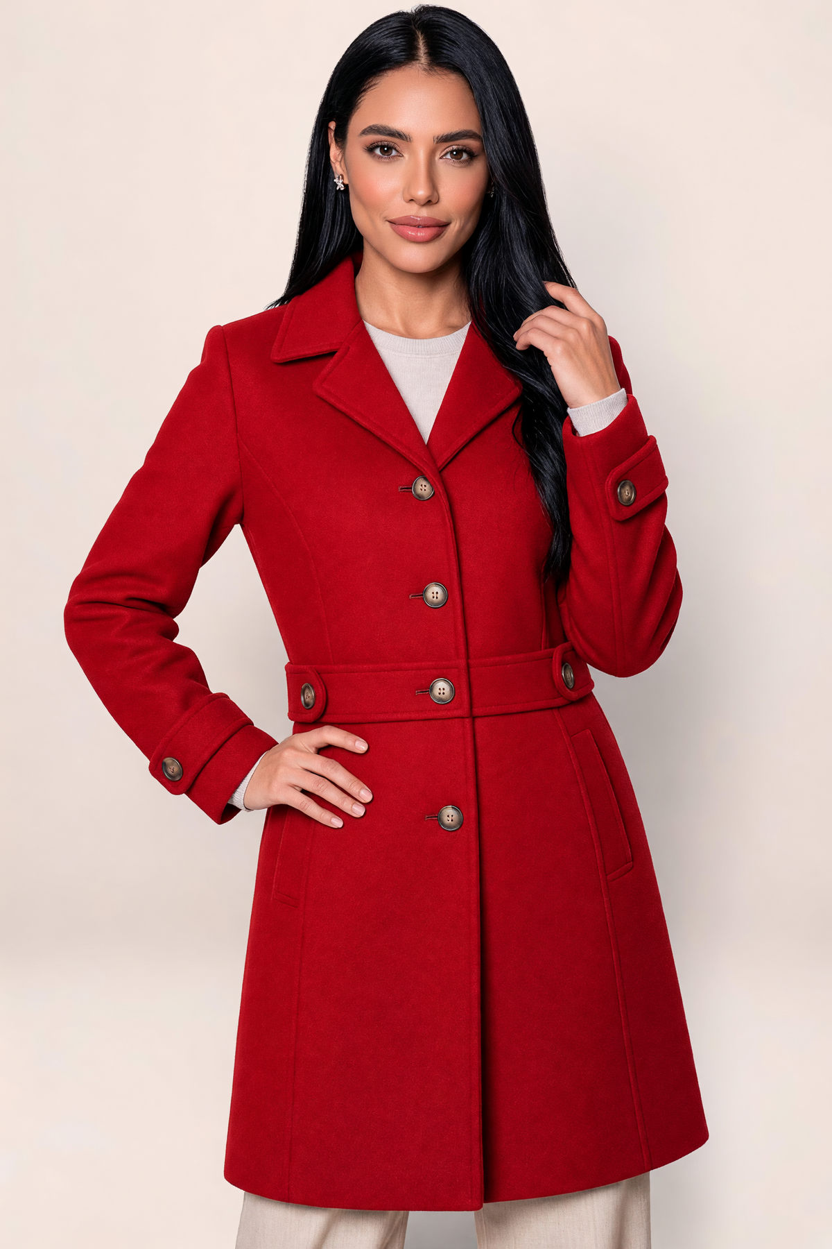 Manteau Cintré Mi Long Femme Roxane