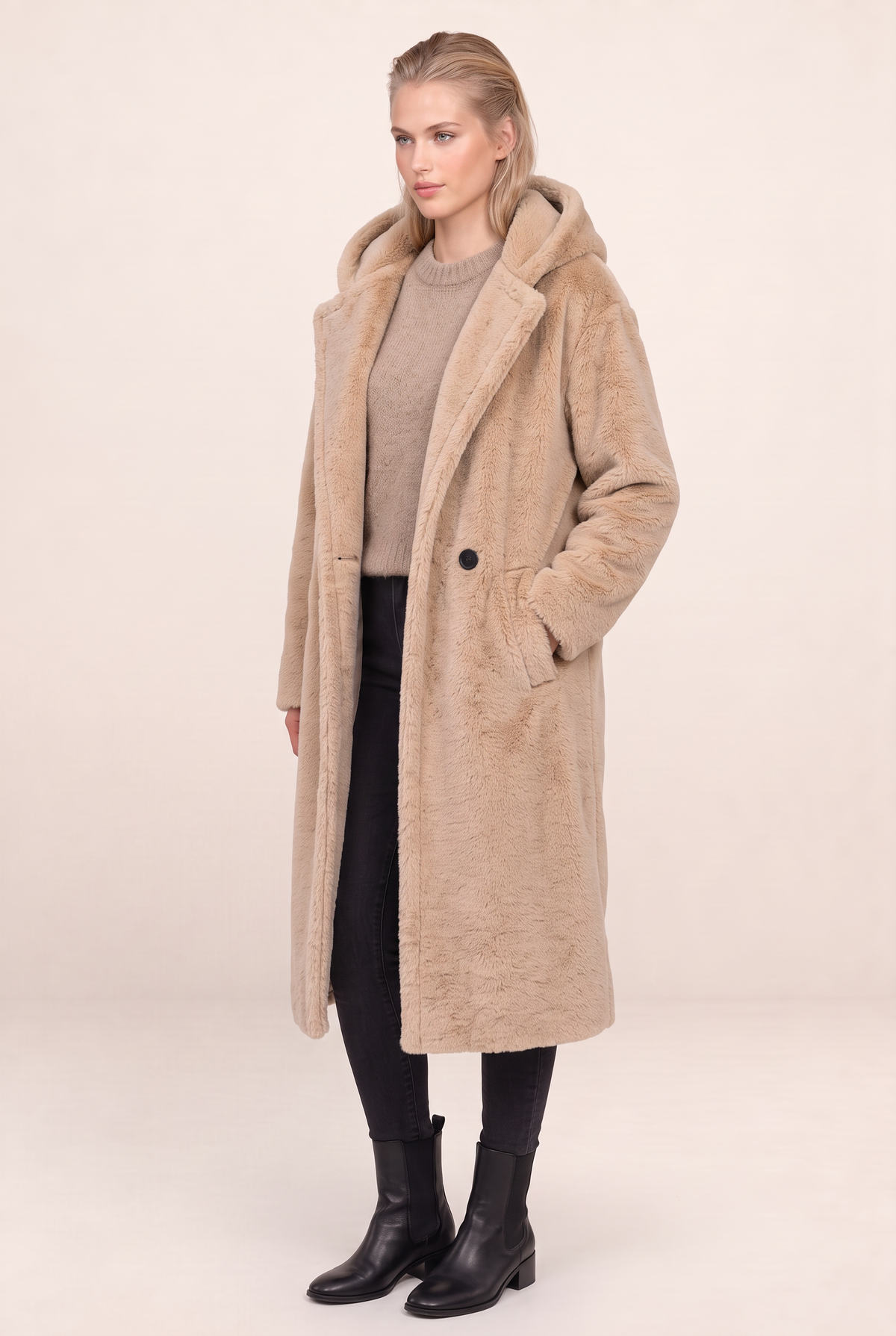 Manteau Moumoute Long à Capuche Femme Dorothée