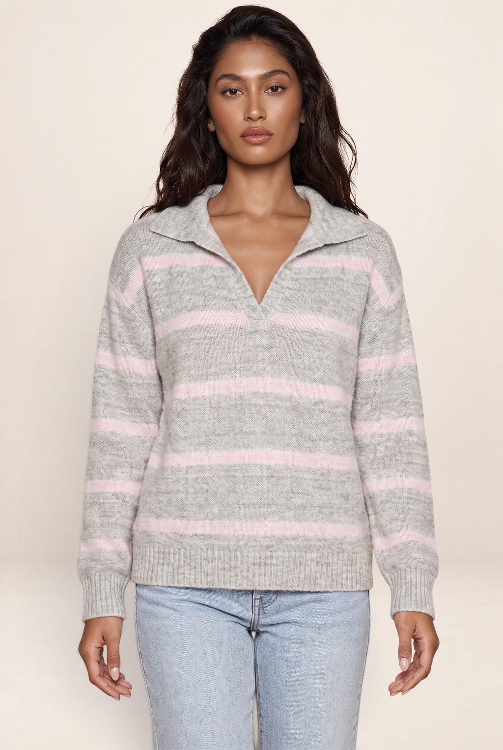 Pull Rayé Col Polo Femme Océane