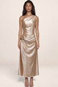 Robe Longue Asymétrique en Satin Femme Delphine