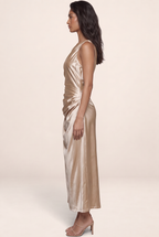 Robe Longue Asymétrique en Satin Femme Delphine