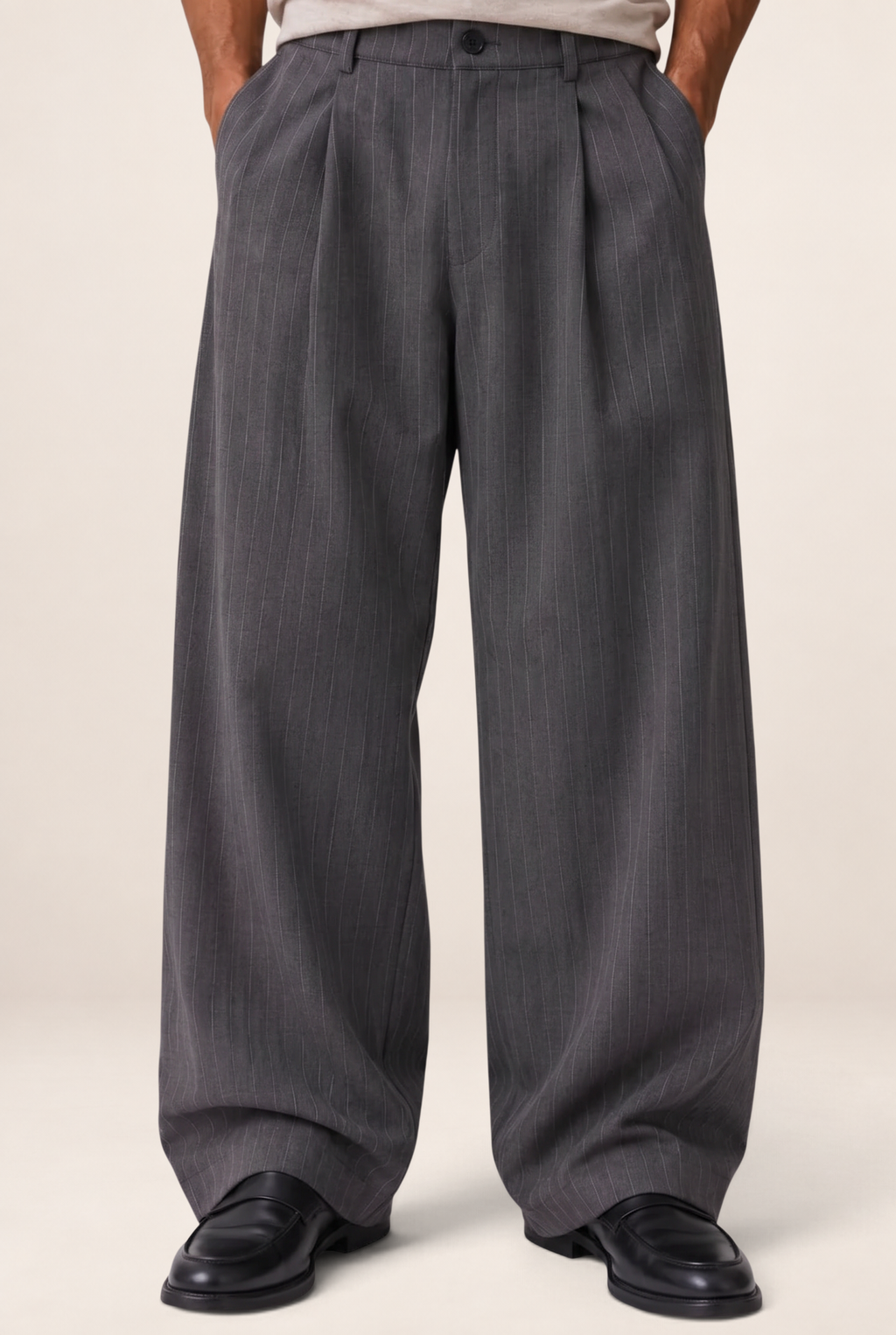 Pantalon Large à Pinces Rayé Homme Ludovic