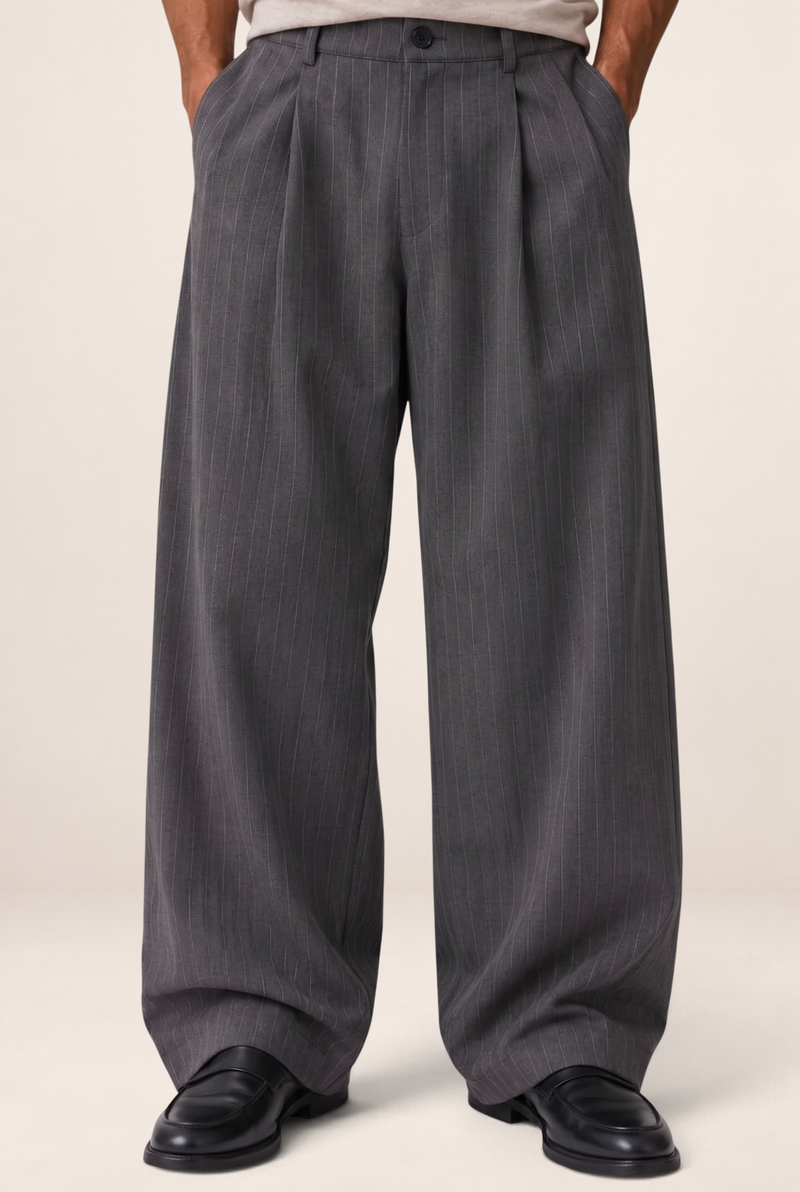 Pantalon Large à Pinces Rayé Homme Ludovic