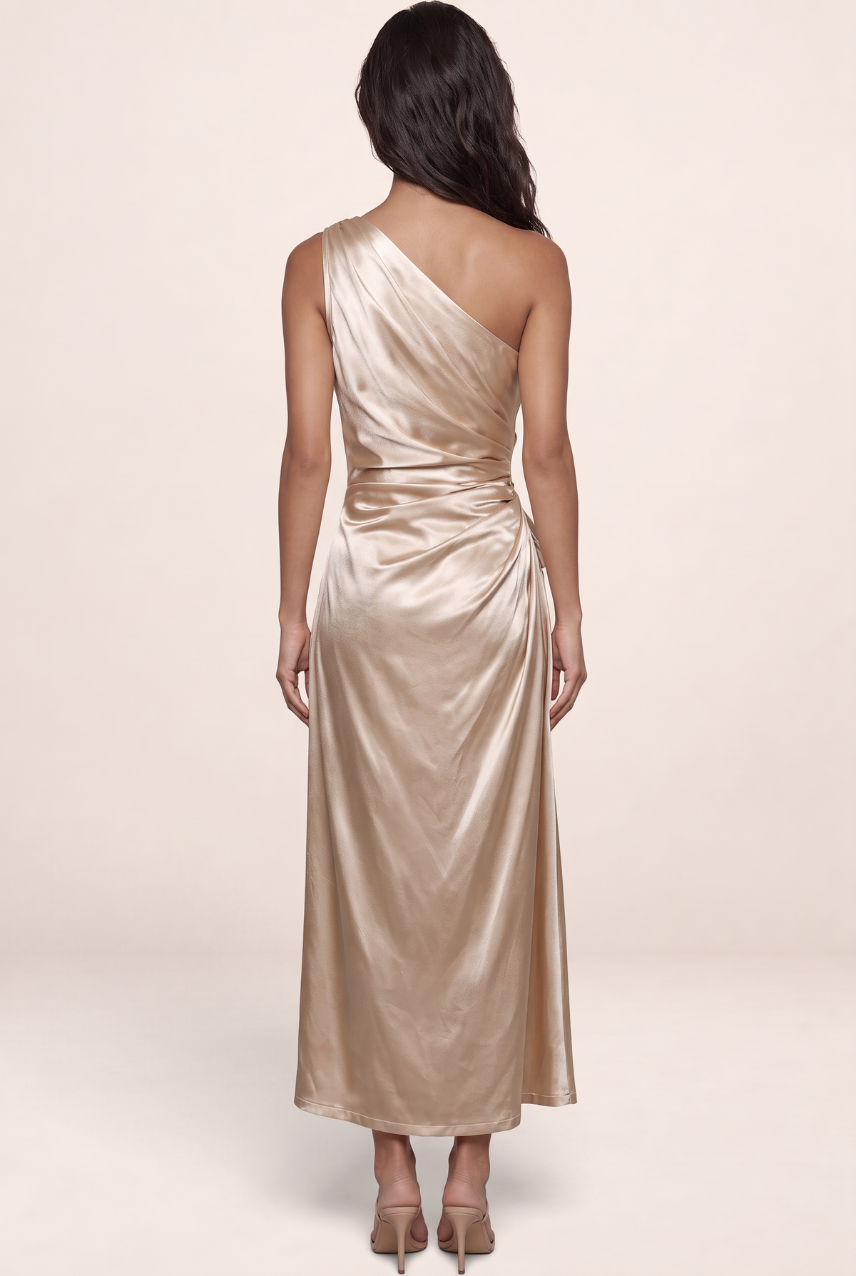 Robe Longue Asymétrique en Satin Femme Delphine
