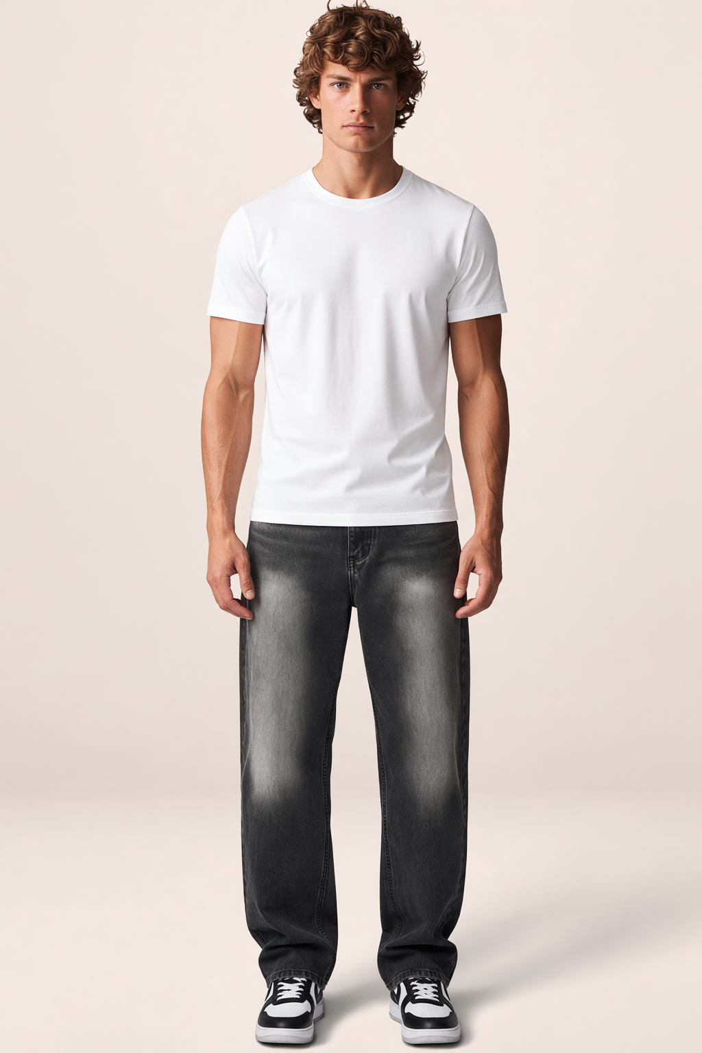 Jean Baggy Noir Délavé Homme Enzo
