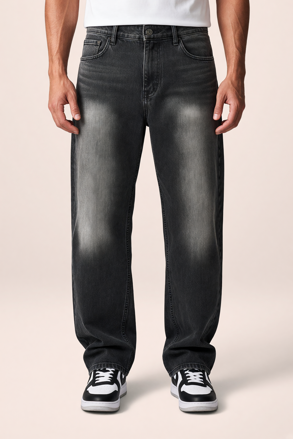 Jean Baggy Noir Délavé Homme Enzo