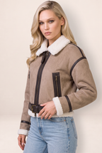 Blouson Aviateur Aspect Daim Femme Flavie