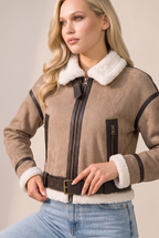 Blouson Aviateur Aspect Daim Femme Flavie
