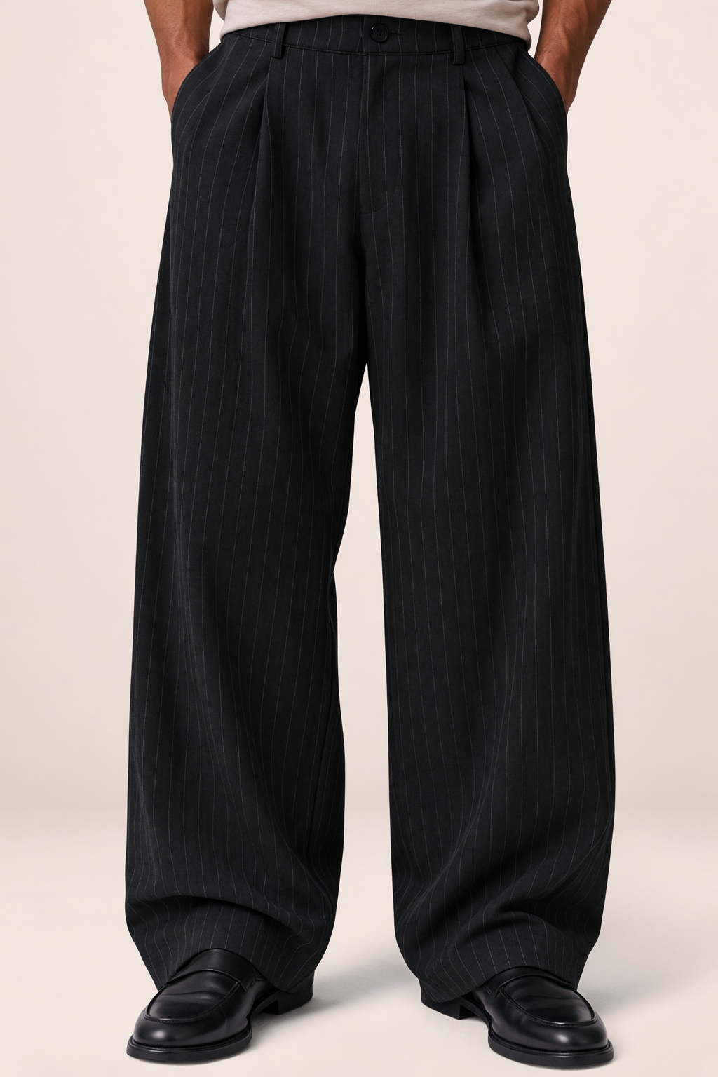 Pantalon Large à Pinces Rayé Homme Ludovic