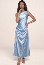 Robe Longue Asymétrique en Satin Femme Delphine