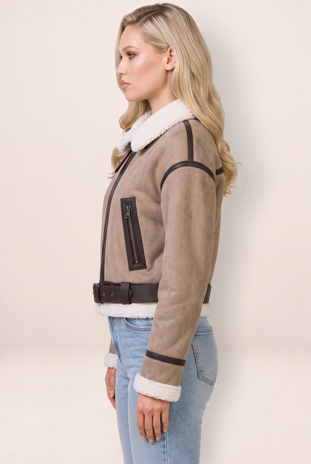 Blouson Aviateur Aspect Daim Femme Flavie