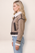 Blouson Aviateur Aspect Daim Femme Flavie