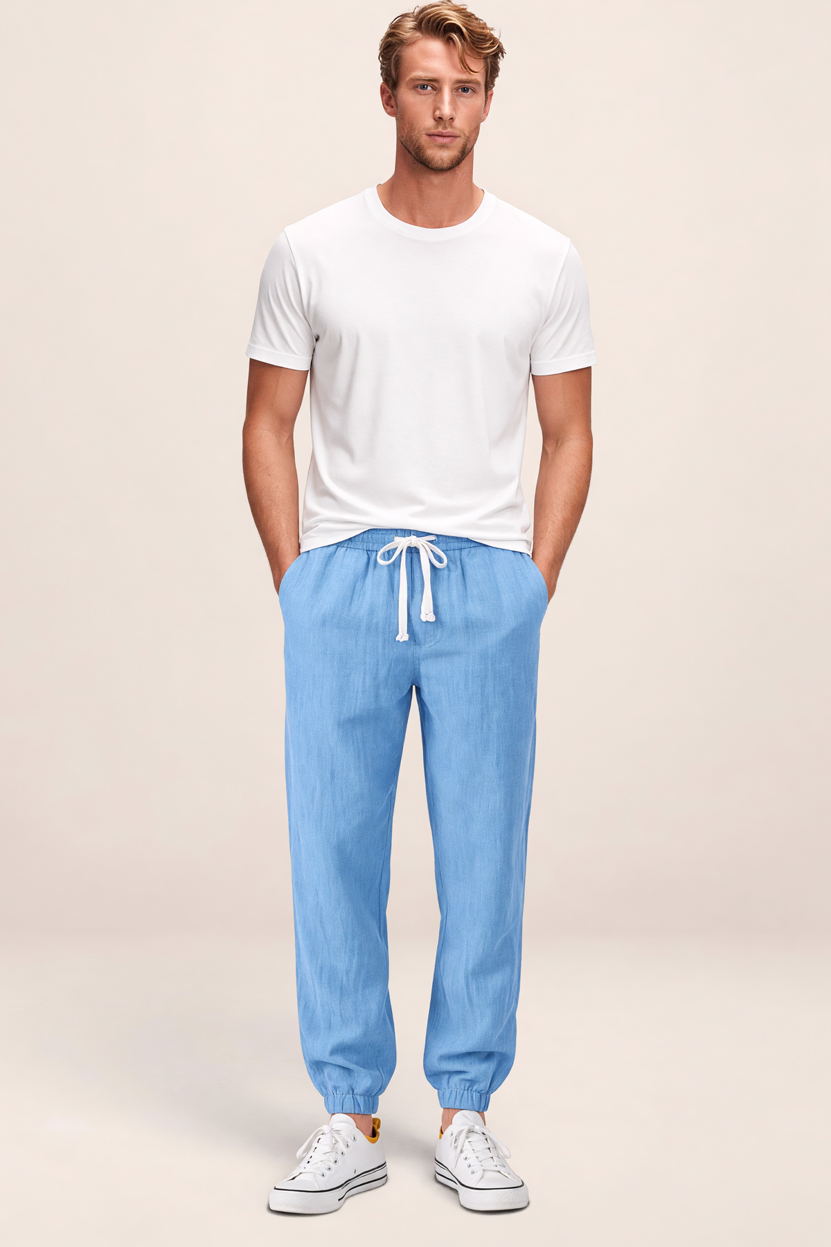 Pantalon Aspect Lin Fluide Homme Valentin