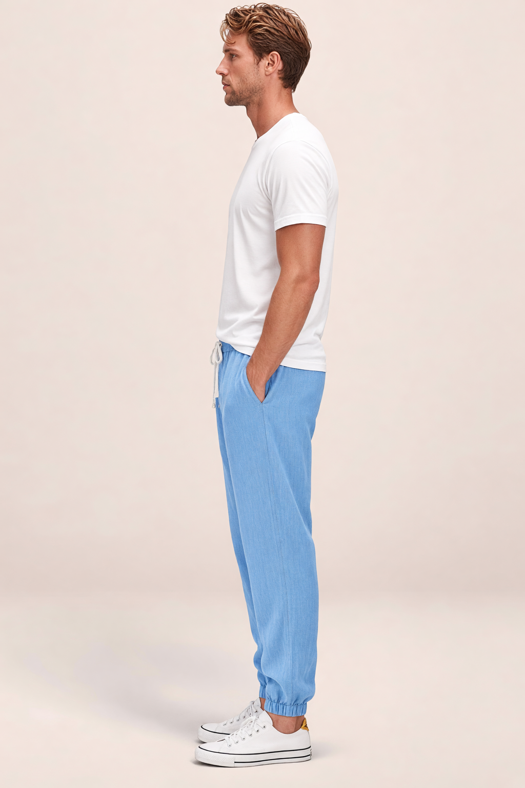 Pantalon Aspect Lin Fluide Homme Valentin