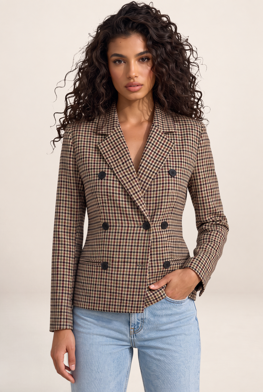 Blazer Croisé Pied de Poule Femme Valérie