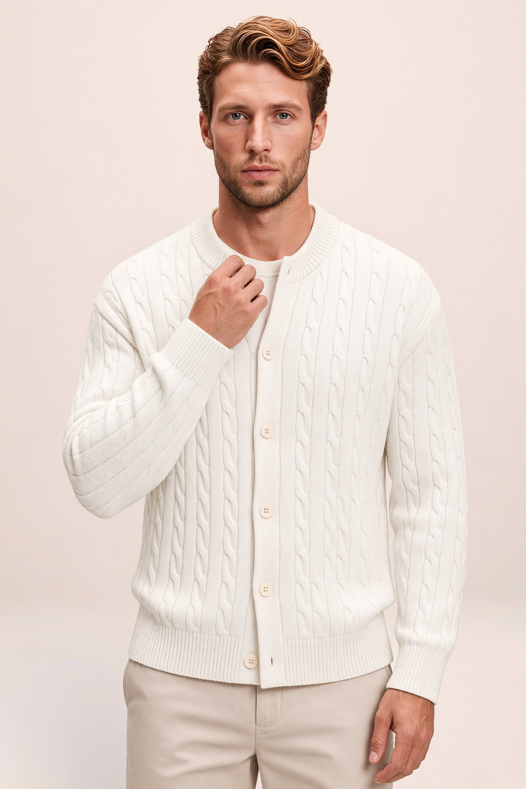 Cardigan Torsadé Col Rond Homme Rémi