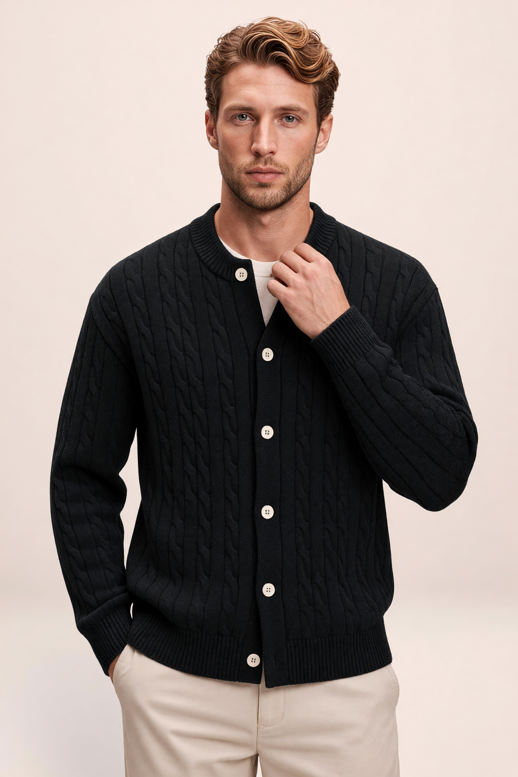 Cardigan Torsadé Col Rond Homme Rémi