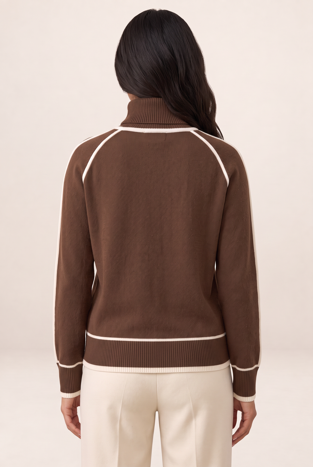 Pull Col Roulé Bicolore Femme Carla