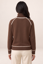 Pull Col Roulé Bicolore Femme Carla