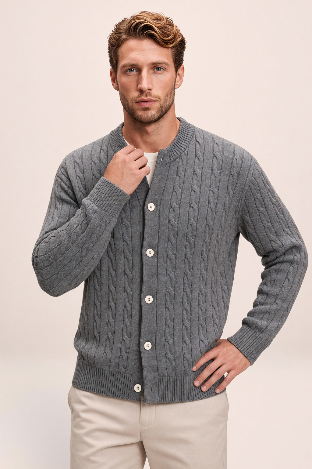 Cardigan Torsadé Col Rond Homme Rémi