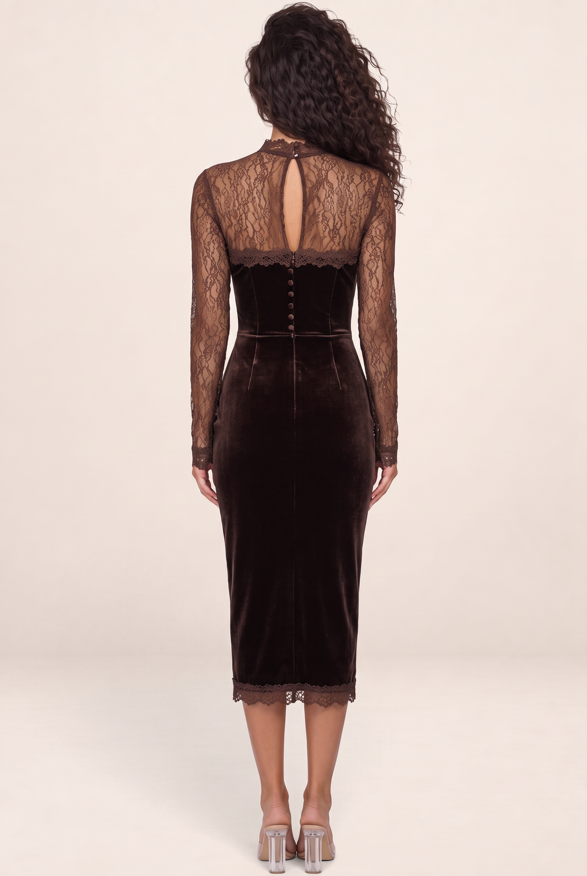 Robe Velours et Dentelle Femme Yvette
