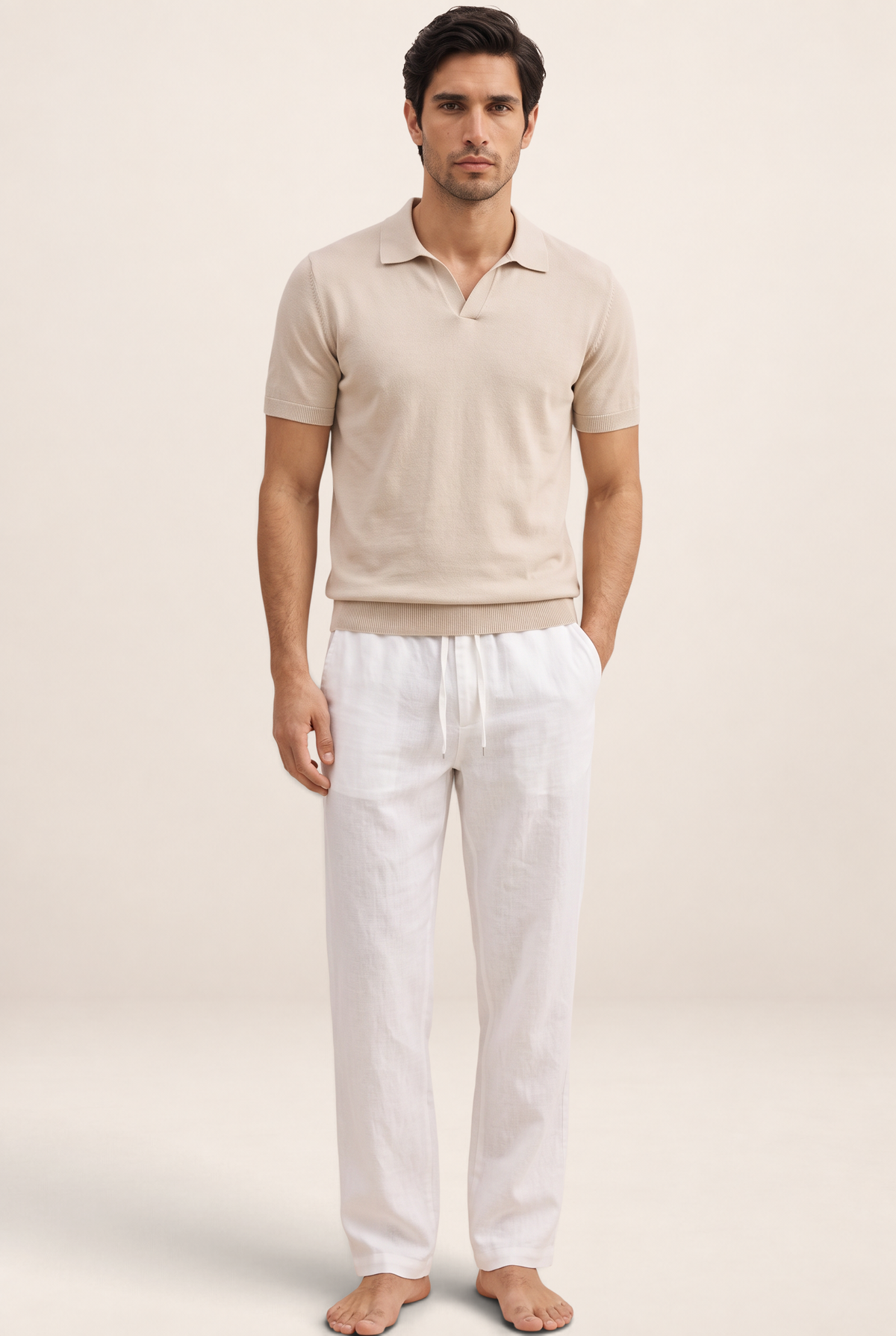 Pantalon Aspect Lin à Cordon Homme Mathieu
