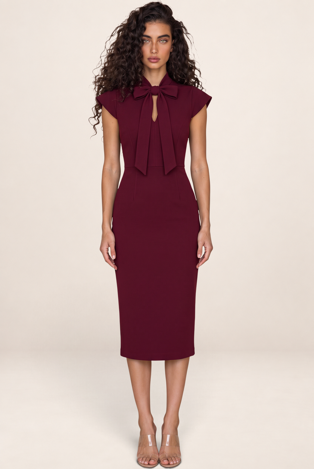 Robe Crayon Col Lavallière Femme Laetitia