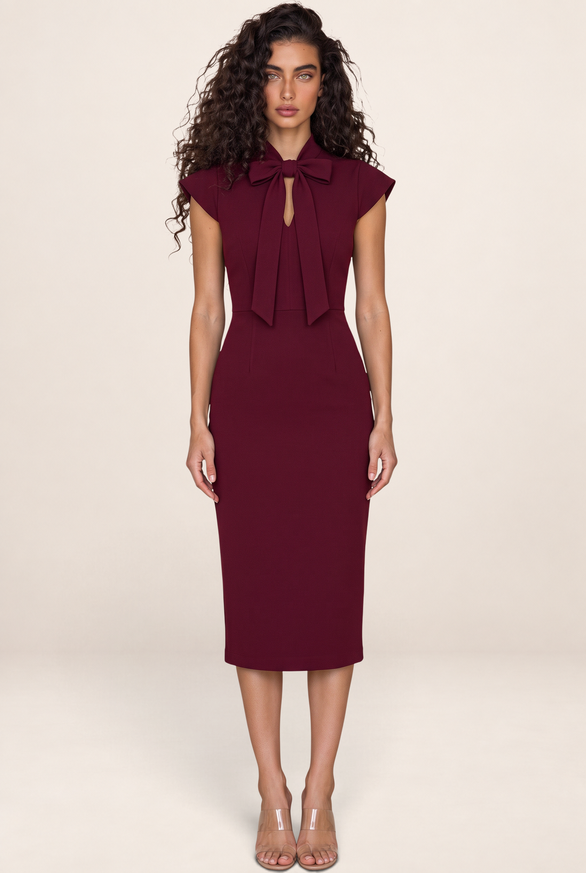 Robe Crayon Col Lavallière Femme Laetitia