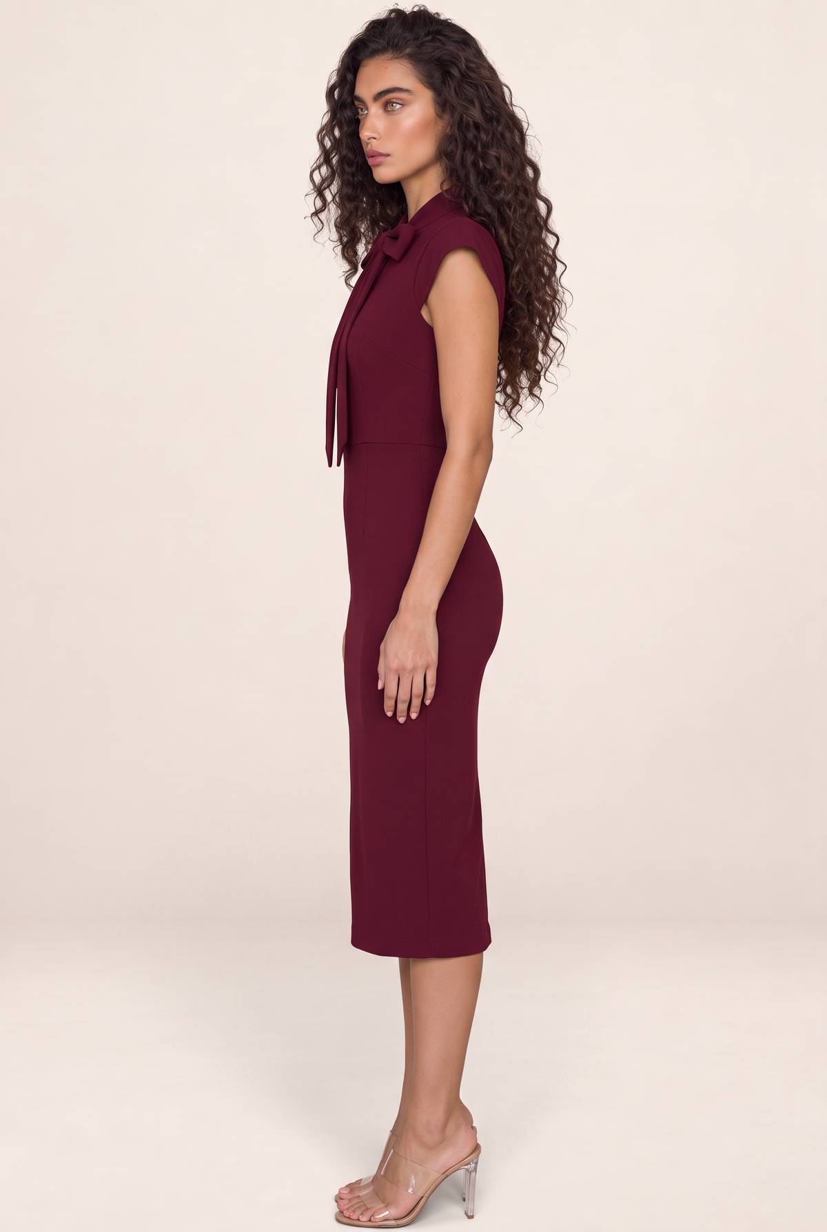 Robe Crayon Col Lavallière Femme Laetitia