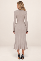 Robe Pull Longue Boutonnée Femme Fleur