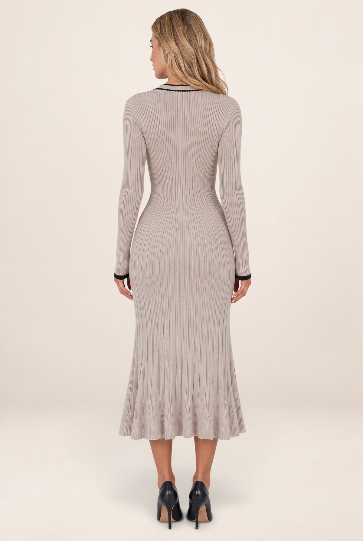 Robe Pull Longue Boutonnée Femme Fleur