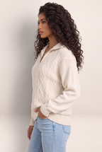 Pull Torsadé Demi Zip Femme Zélie