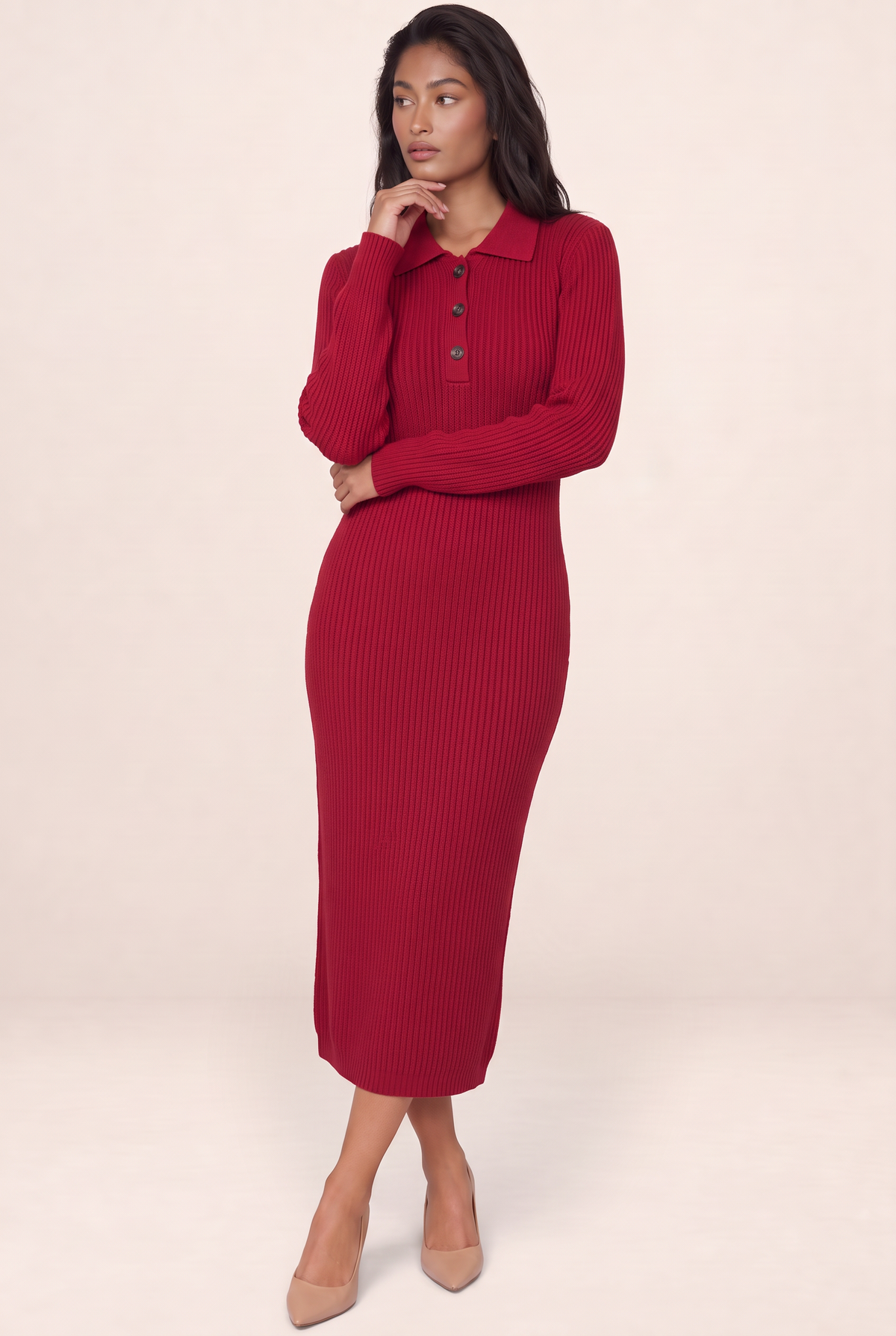 Robe Pull Col Polo Femme Quitterie