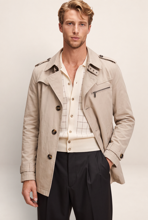 Trench Court Beige Homme Alain