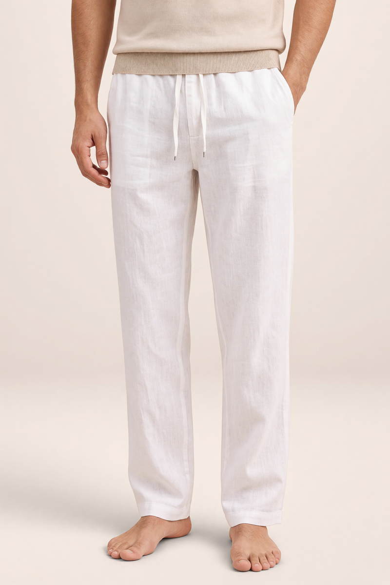 Pantalon Aspect Lin à Cordon Homme Mathieu