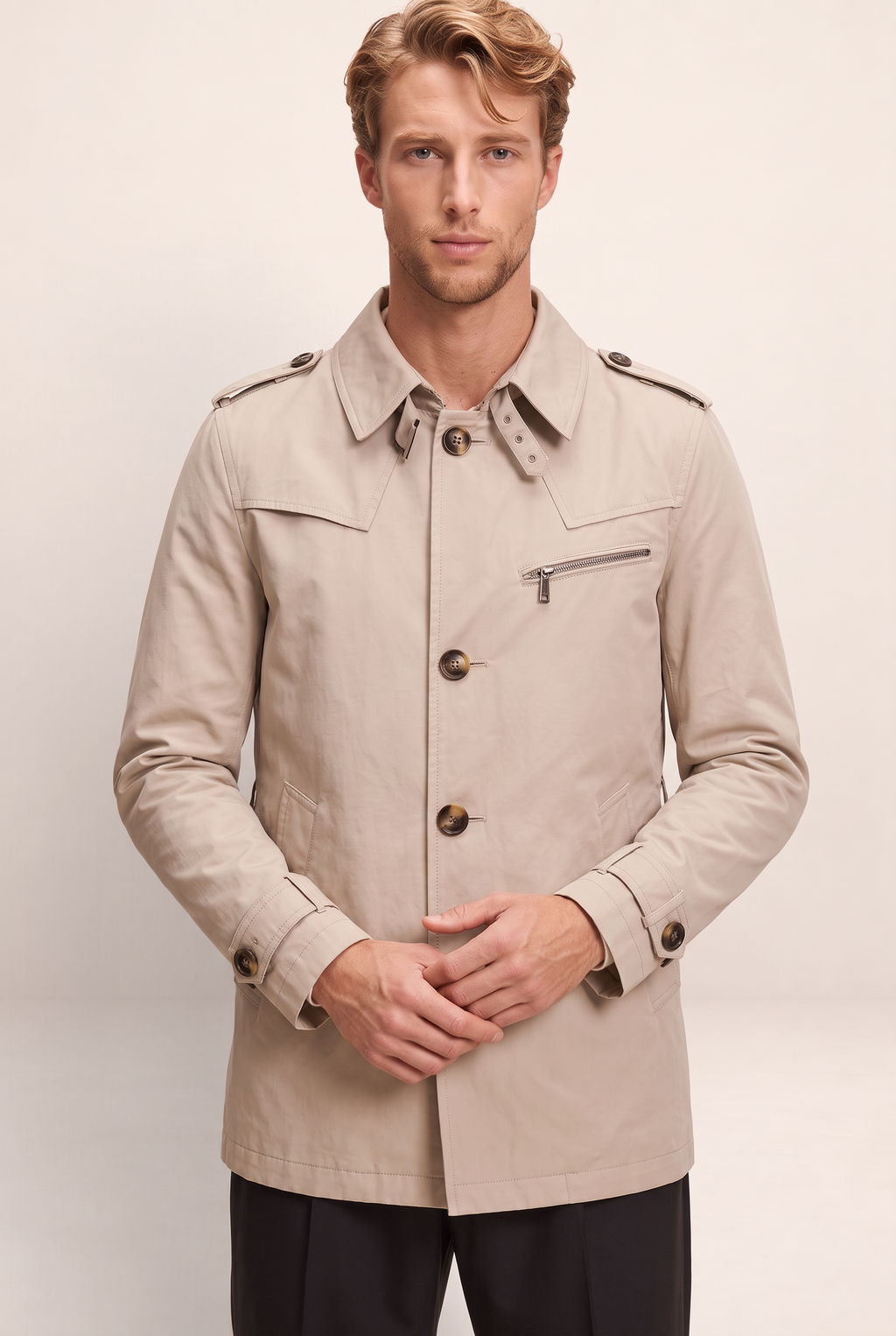 Trench Court Beige Homme Alain