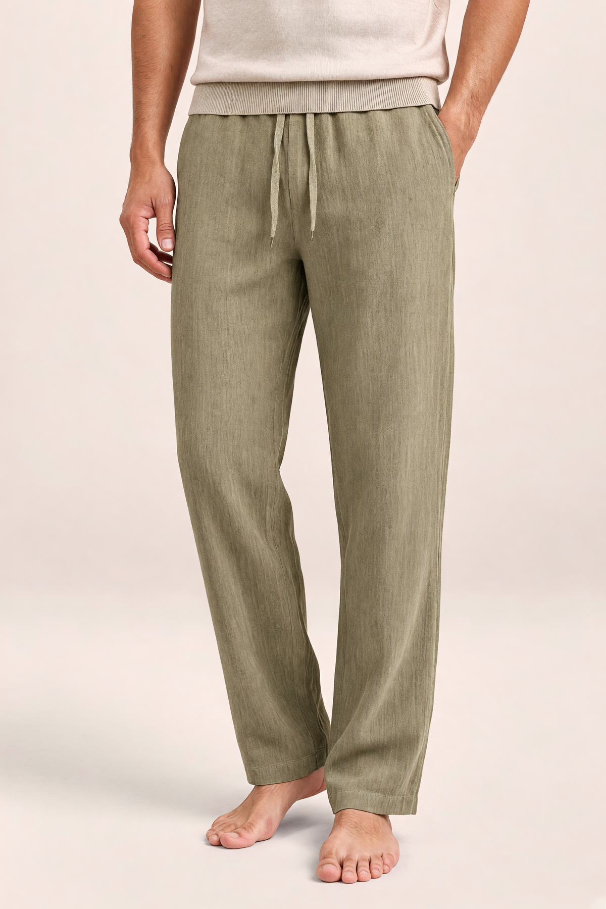 Pantalon Aspect Lin à Cordon Homme Mathieu