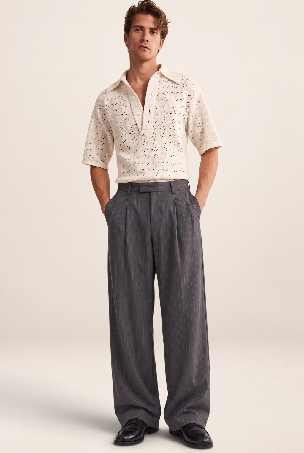 Pantalon Large à Pinces Rayé Homme Ludovic