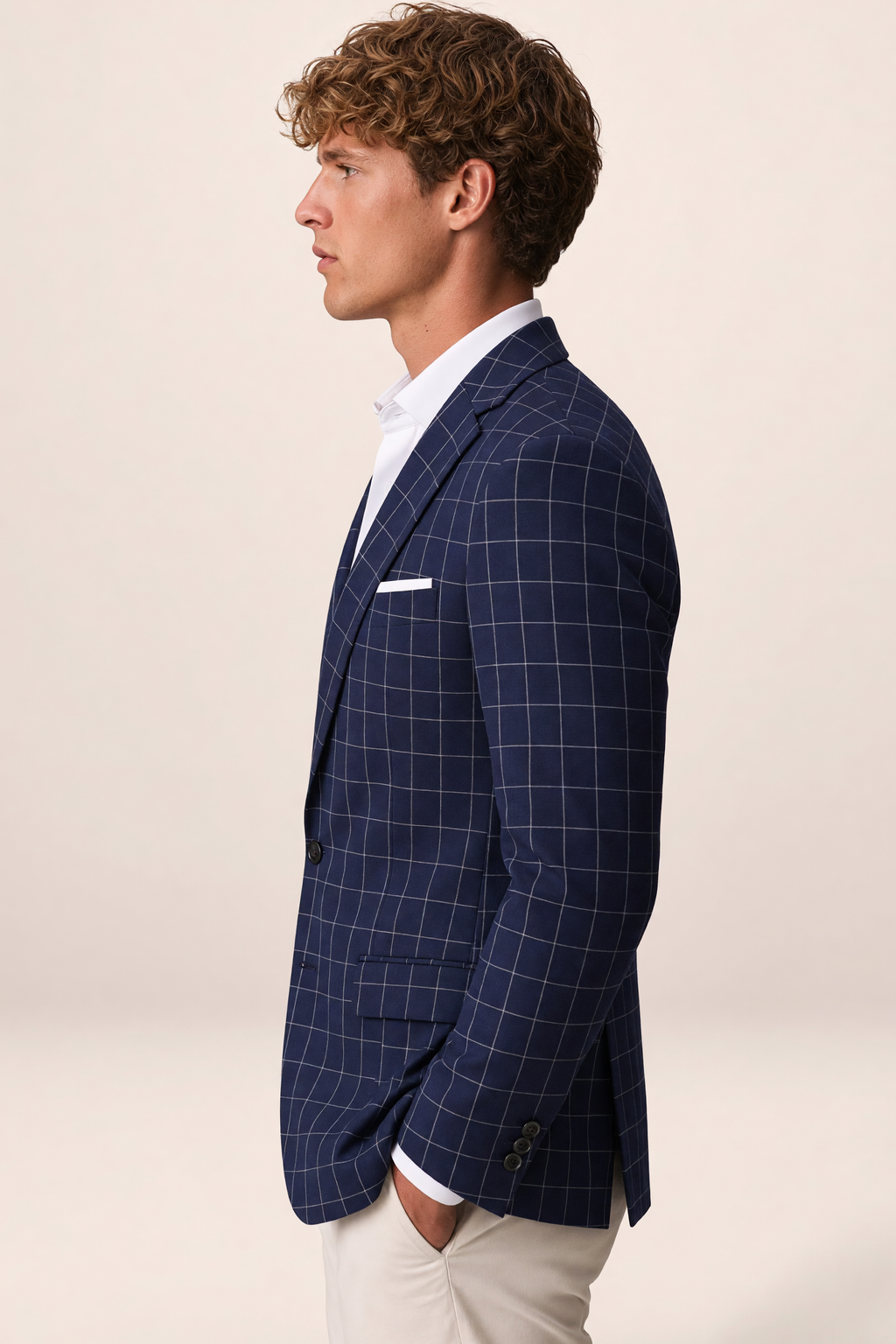 Blazer à Carreaux Bleu Marine Homme Firmin