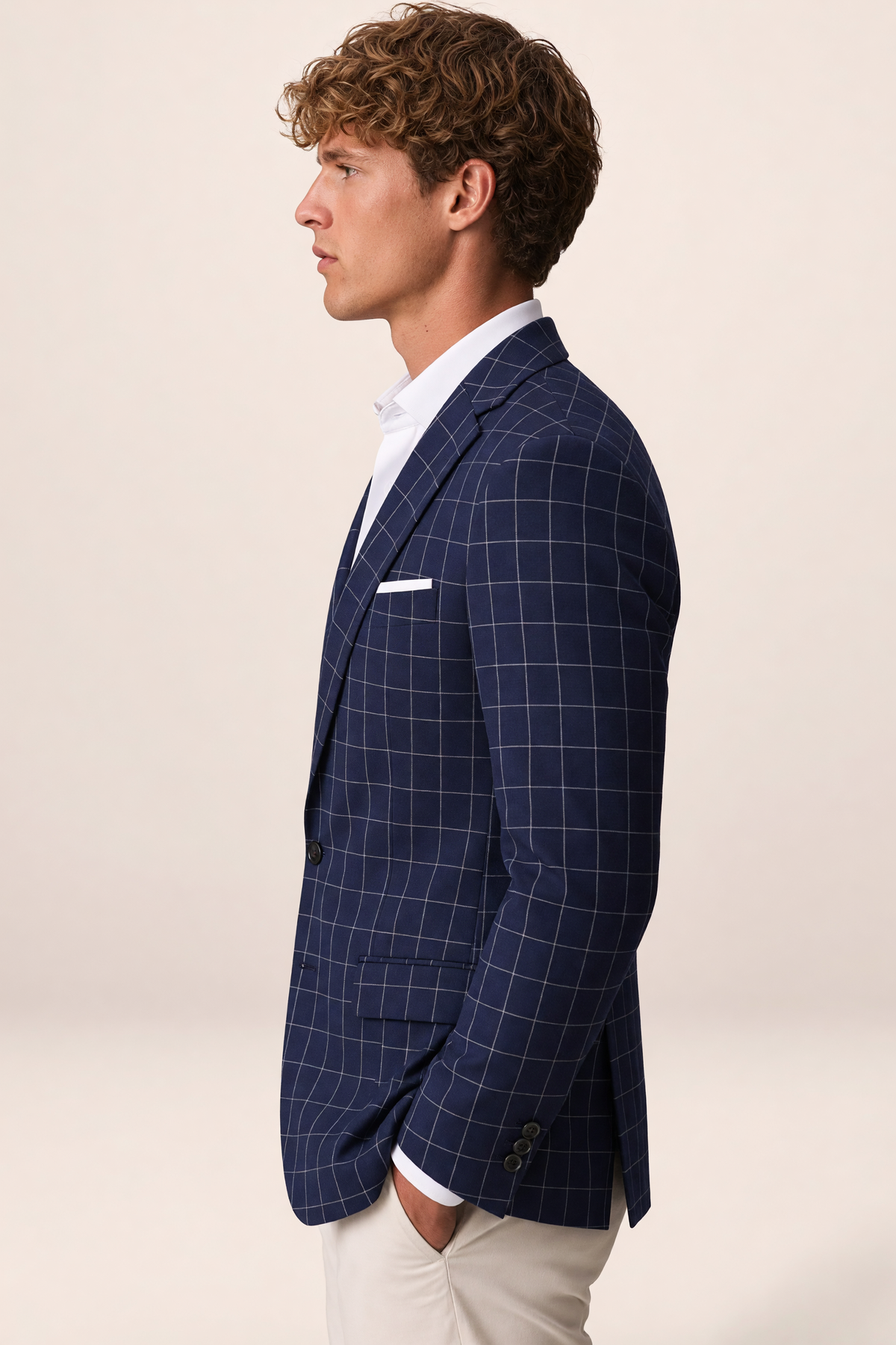 Blazer à Carreaux Bleu Marine Homme Firmin