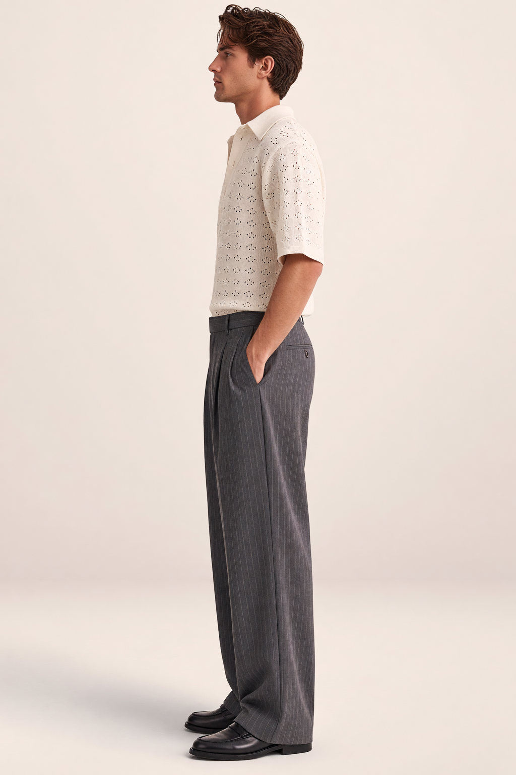 Pantalon Large à Pinces Rayé Homme Ludovic