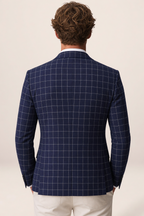 Blazer à Carreaux Bleu Marine Homme Firmin