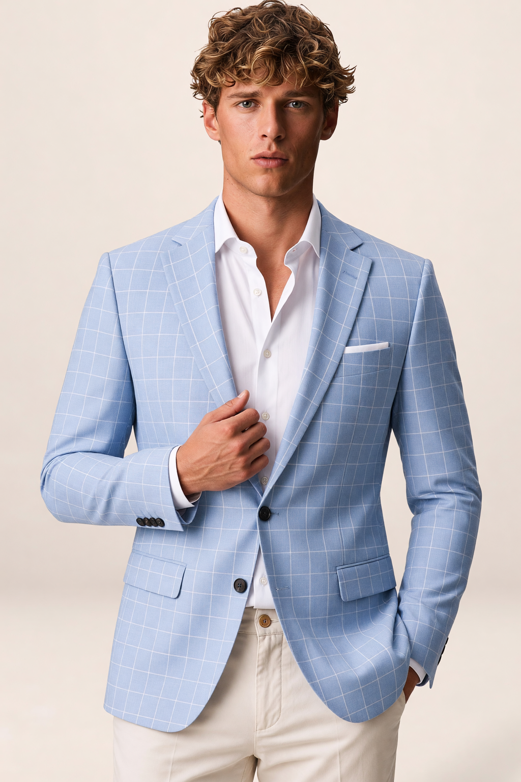 Blazer à Carreaux Bleu Marine Homme Firmin
