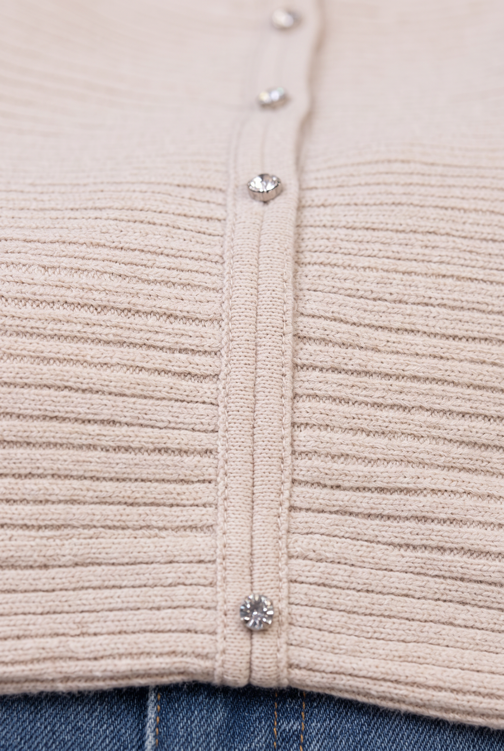 Cardigan Col V Côtelé Femme Marine