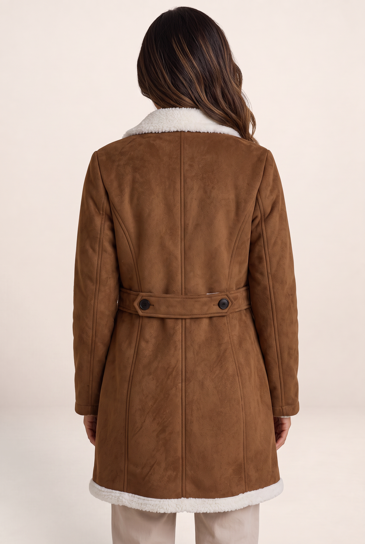 Manteau Peau Lainée Aspect Daim Femme Sabine